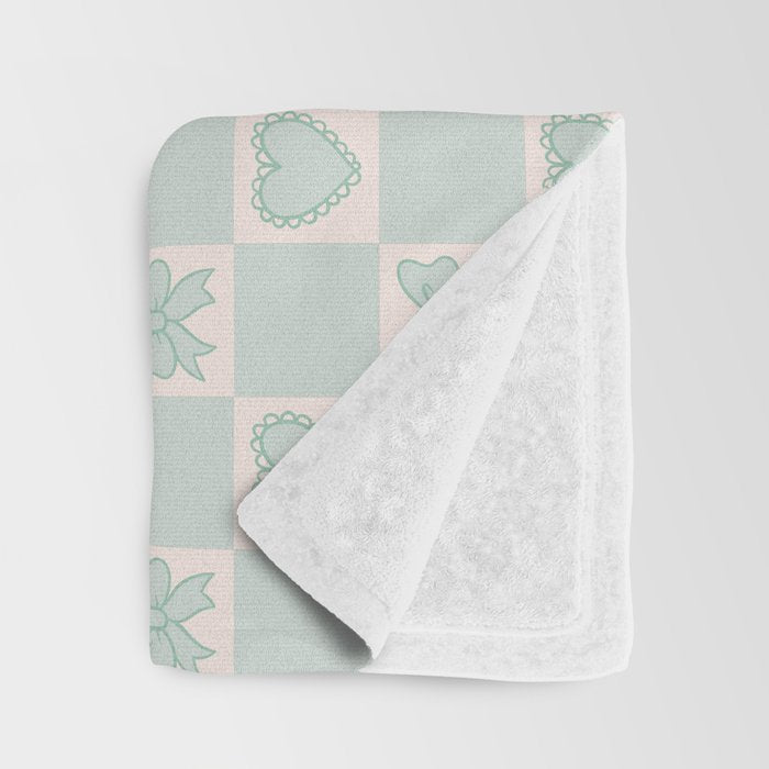 Blue Bow Checkered Print Throw Blanket Gallery Image 3