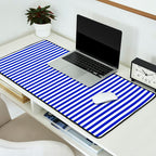 Cobalt Blue and White Vertical Deck Chair Stripe Desk Mat Gallery Image 2