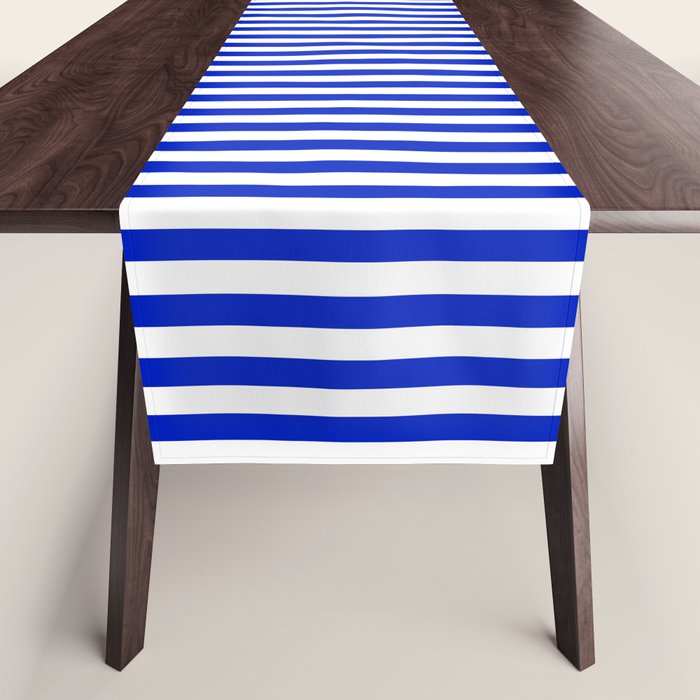 Cobalt Blue and White Vertical Deck Chair Stripe Table Runner Gallery Image 1
