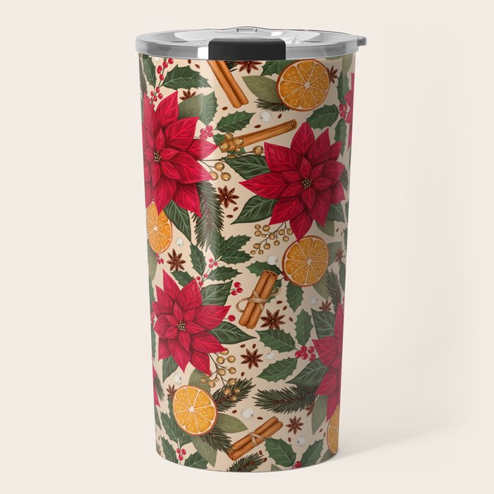 Poinsettia Flowers and Spices Travel Mug Gallery Image 1