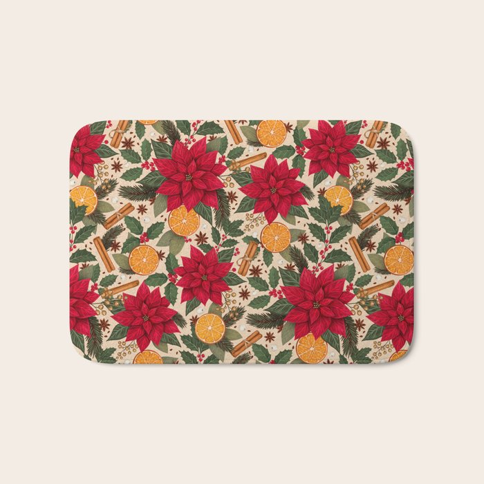 Poinsettia Flowers and Spices Bath Mat Gallery Image 1