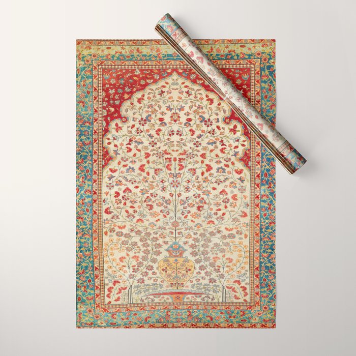 Kashan Central Persian Rug Print Wrapping Paper Gallery Image 1