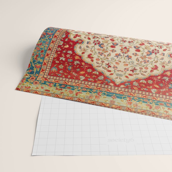 Kashan Central Persian Rug Print Wrapping Paper Gallery Image 2