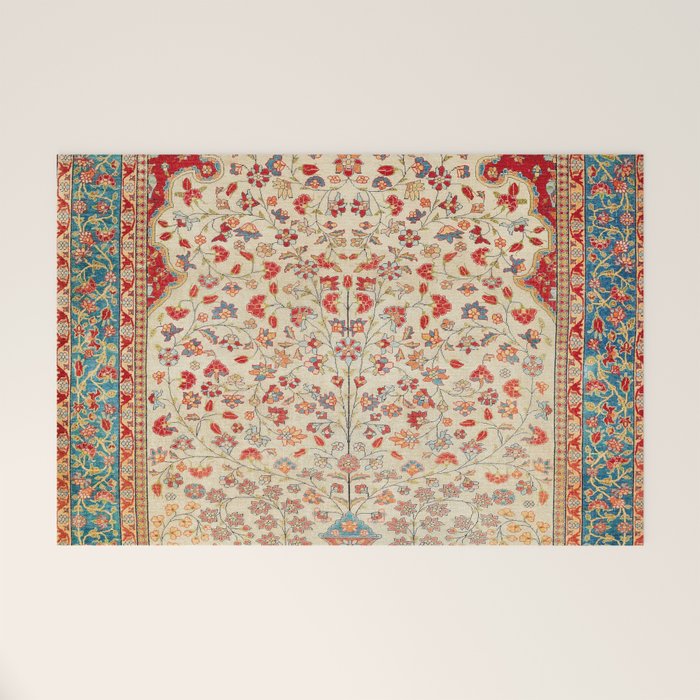 Kashan Central Persian Rug Print Welcome Mat Gallery Image 1