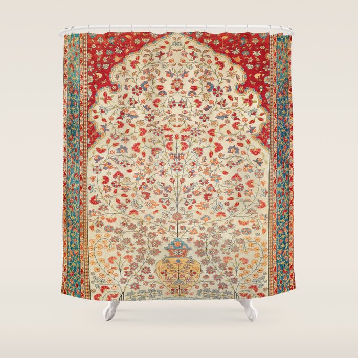 Kashan Central Persian Rug Print Shower Curtain Gallery Image 1