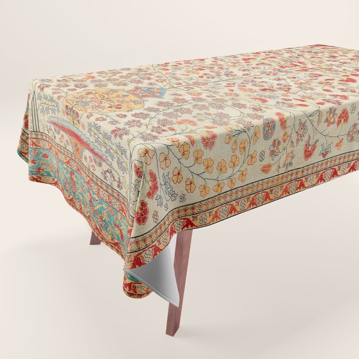 Kashan Central Persian Rug Print Tablecloth Gallery Image 1