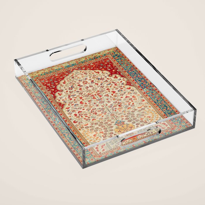 Kashan Central Persian Rug Print Acrylic Tray Gallery Image 1
