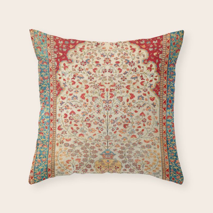 Kashan Central Persian Rug Print Throw Pillow Gallery Image 1
