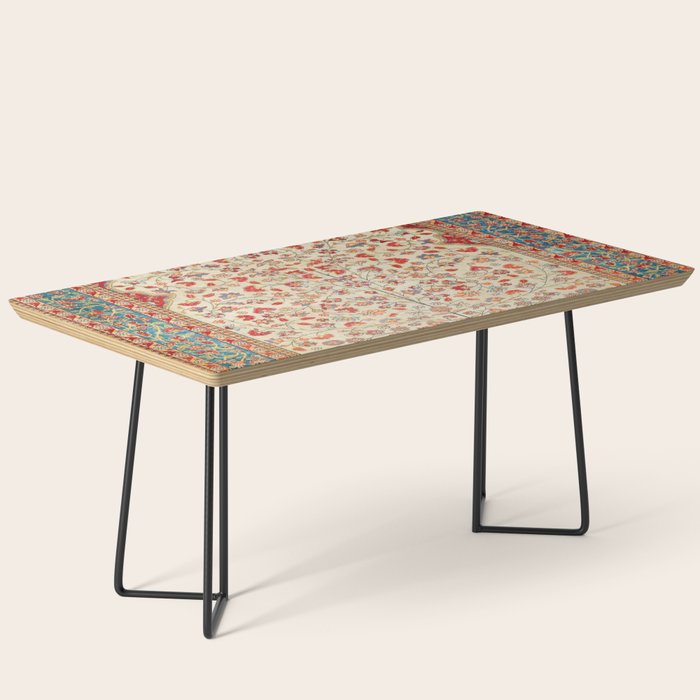 Kashan Central Persian Rug Print Coffee Table Gallery Image 1