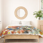 Baby Red Panda - Colourful Ink Line and Watercolour Splatter Art Duvet Cover Gallery Image 3