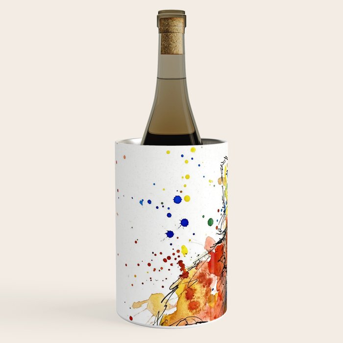 Baby Red Panda - Colourful Ink Line and Watercolour Splatter Art Wine Chiller Gallery Image 2