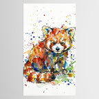 Baby Red Panda - Colourful Ink Line and Watercolour Splatter Art Tablecloth Gallery Image 2