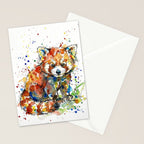 Baby Red Panda - Colourful Ink Line and Watercolour Splatter Art Stationery Card Gallery Image 2