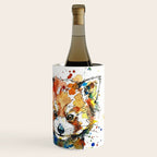 Baby Red Panda - Colourful Ink Line and Watercolour Splatter Art Wine Chiller Gallery Image 3