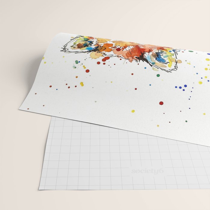 Baby Red Panda - Colourful Ink Line and Watercolour Splatter Art Wrapping Paper Gallery Image 2