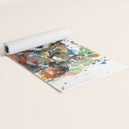 Baby Red Panda - Colourful Ink Line and Watercolour Splatter Art Yoga Mat Gallery Image 2