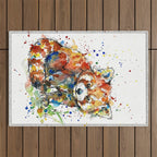 Baby Red Panda - Colourful Ink Line and Watercolour Splatter Art Outdoor Rug Gallery Image 1