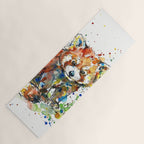 Baby Red Panda - Colourful Ink Line and Watercolour Splatter Art Yoga Mat Gallery Image 1