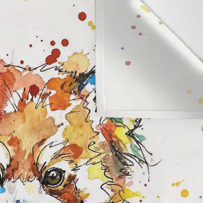Baby Red Panda - Colourful Ink Line and Watercolour Splatter Art Wall Tapestry Gallery Image 3