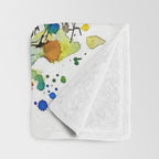 Baby Red Panda - Colourful Ink Line and Watercolour Splatter Art Throw Blanket Gallery Image 3