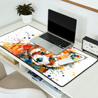 Baby Red Panda - Colourful Ink Line and Watercolour Splatter Art Desk Mat Gallery Image 2