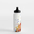 Baby Red Panda - Colourful Ink Line and Watercolour Splatter Art Water Bottle Gallery Image 3