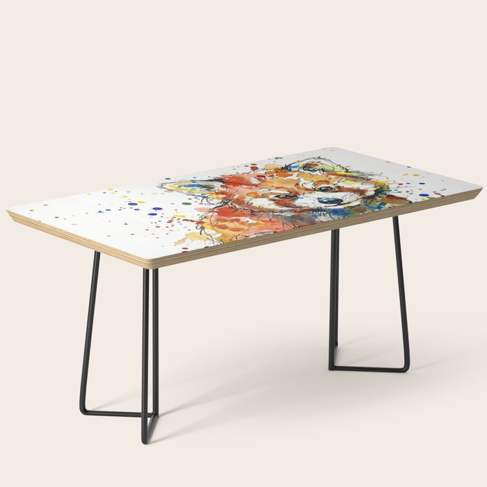 Baby Red Panda - Colourful Ink Line and Watercolour Splatter Art Coffee Table Gallery Image 1
