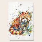Baby Red Panda - Colourful Ink Line and Watercolour Splatter Art Cutting Board Gallery Image 1