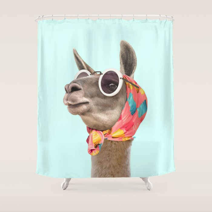 FASHION LAMA SQ Shower Curtain Gallery Image 1