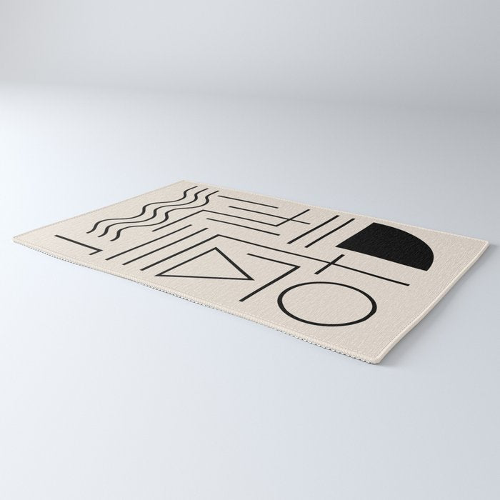 Minimal Bauhaus Geometric Design  Rug Gallery Image 3