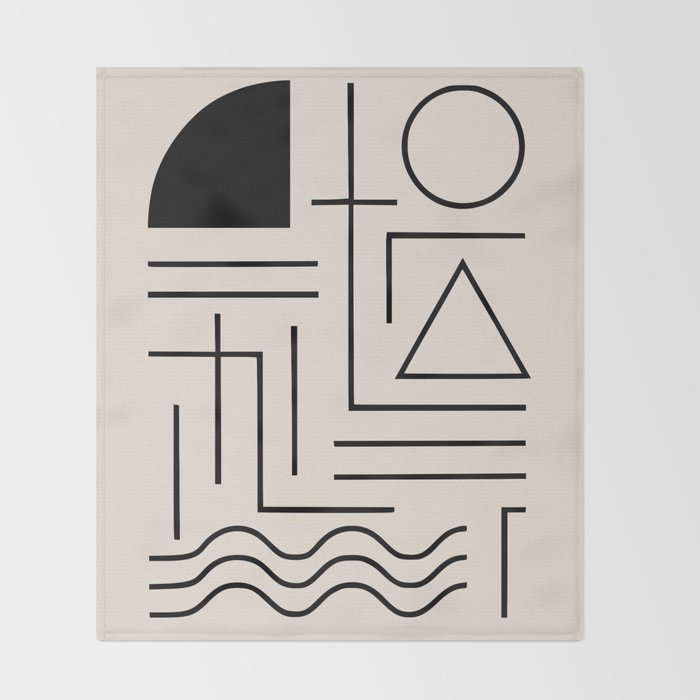 Minimal Bauhaus Geometric Design  Throw Blanket Gallery Image 2