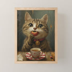 Tea Time Cat IV Mini Art Print Gallery Image 1