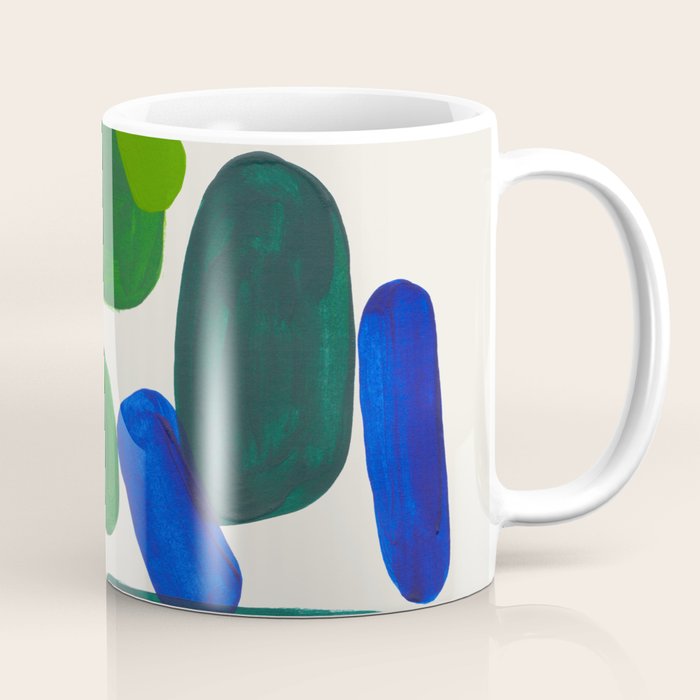 Minimalist Modern Mid Century Colorful Abstract Shapes Phthalo Blue Lime Green Gradient Overlapping Coffee Mug Gallery Image 1