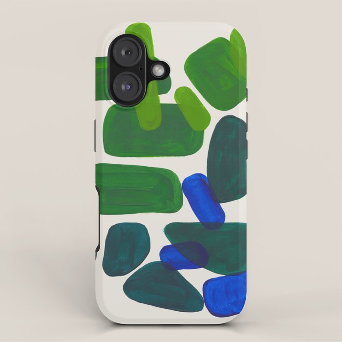 Minimalist Modern Mid Century Colorful Abstract Shapes Phthalo Blue Lime Green Gradient Overlapping iPhone Case Gallery Image 1