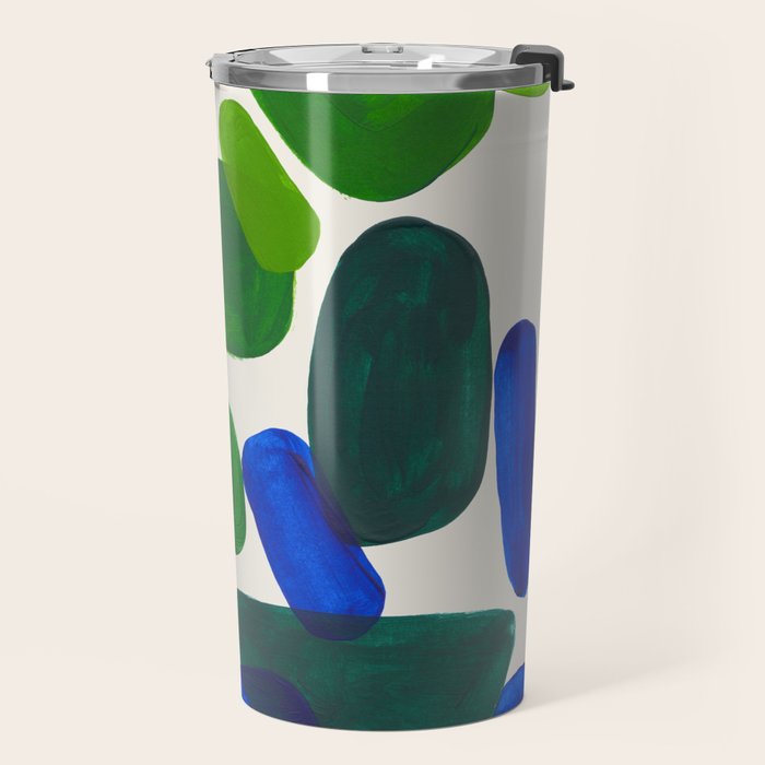 Minimalist Modern Mid Century Colorful Abstract Shapes Phthalo Blue Lime Green Gradient Overlapping Travel Mug Gallery Image 2