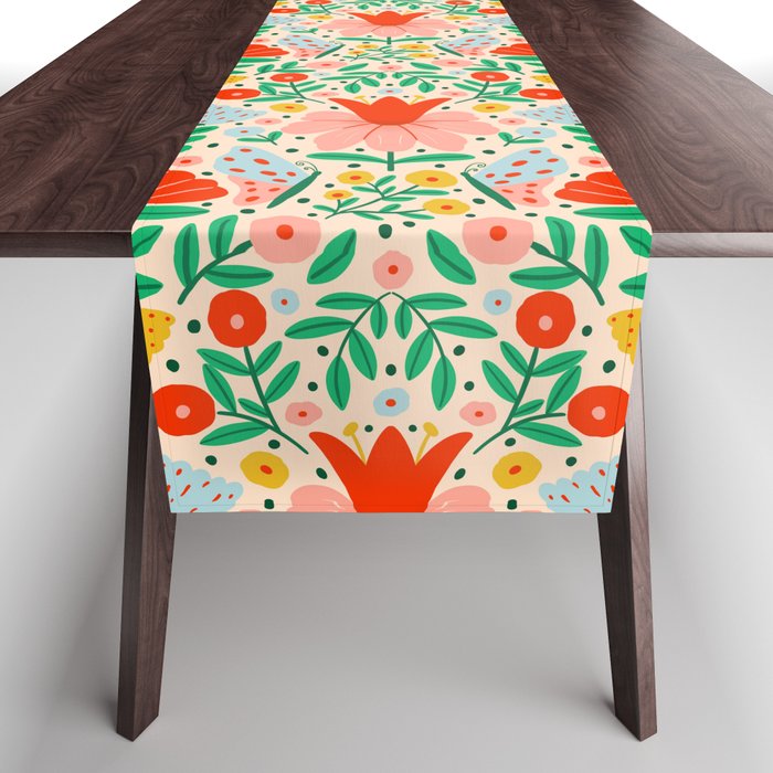 Whimsical Floral - colorful garden  Table Runner Gallery Image 1