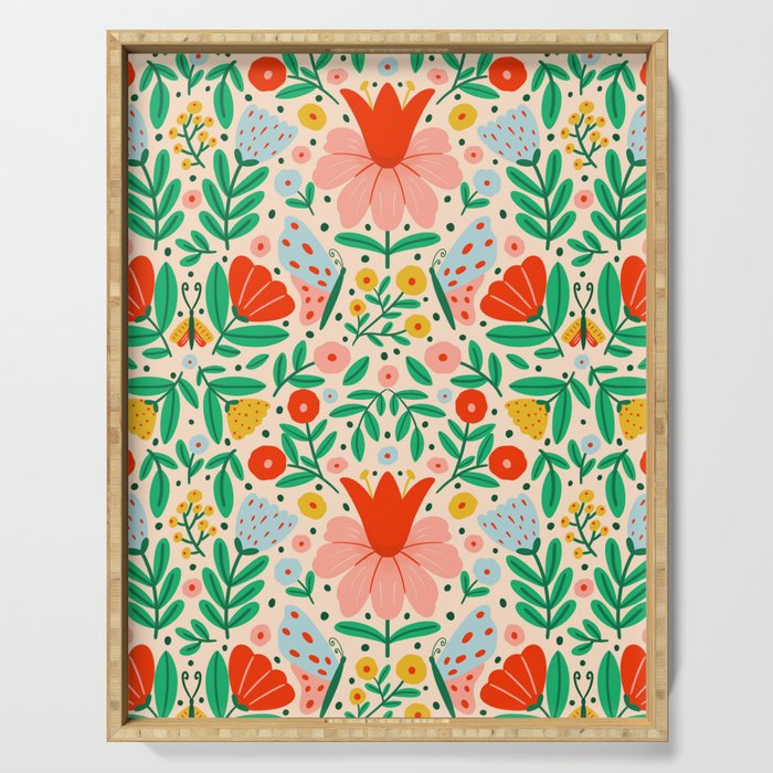 Whimsical Floral - colorful garden  Serving Tray Gallery Image 1