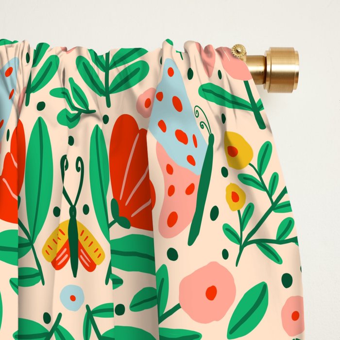 Whimsical Floral - colorful garden  Window Curtain Gallery Image 2