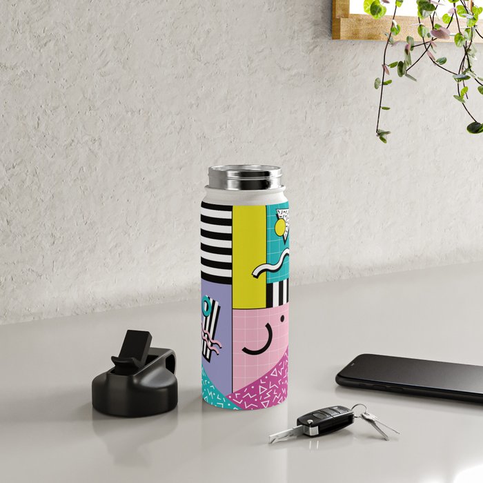 Memphis pattern 68 - 80s / 90s Retro Water Bottle Gallery Image 4