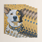 Gustav Klimt Style Dog Dressed in Blue White and Gold Wrapping Paper Gallery Image 3