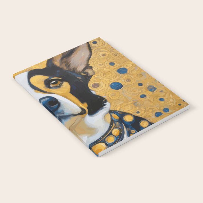 Gustav Klimt Style Dog Dressed in Blue White and Gold Notebook Gallery Image 1