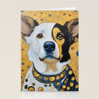 Gustav Klimt Style Dog Dressed in Blue White and Gold Stationery Card Gallery Image 2
