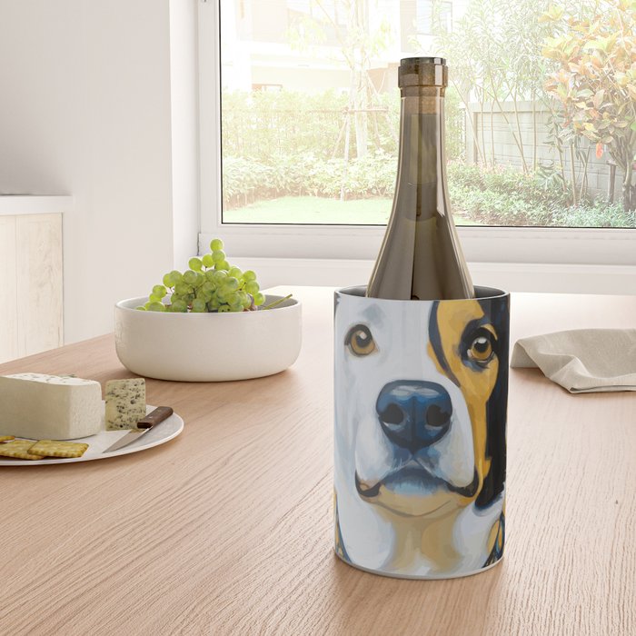 Gustav Klimt Style Dog Dressed in Blue White and Gold Wine Chiller Gallery Image 4