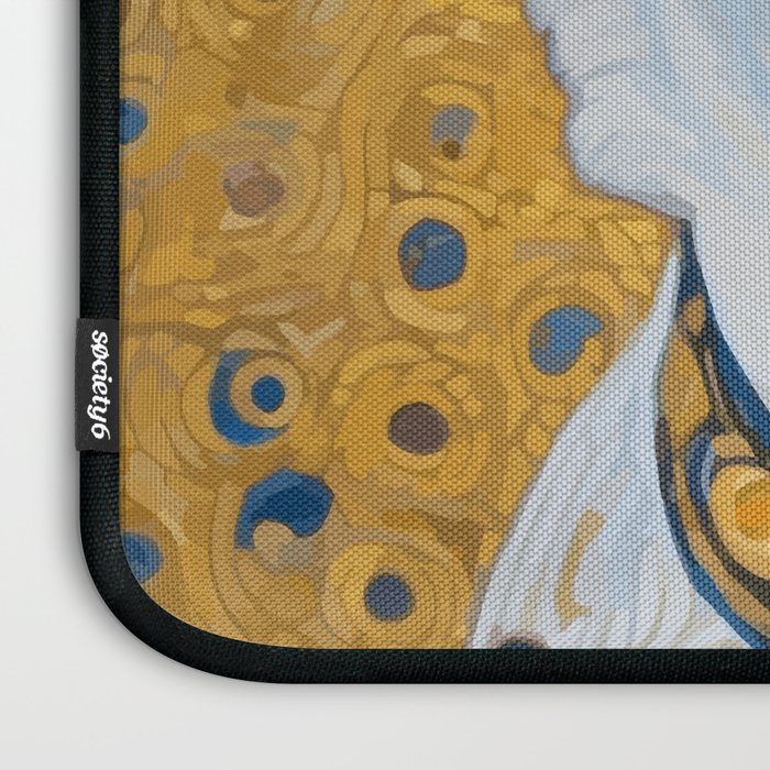 Gustav Klimt Style Dog Dressed in Blue White and Gold Laptop Sleeve Gallery Image 3