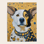 Gustav Klimt Style Dog Dressed in Blue White and Gold Poster Gallery Image 4