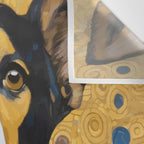 Gustav Klimt Style Dog Dressed in Blue White and Gold Wall Tapestry Gallery Image 3