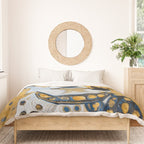 Gustav Klimt Style Dog Dressed in Blue White and Gold Duvet Cover Gallery Image 3