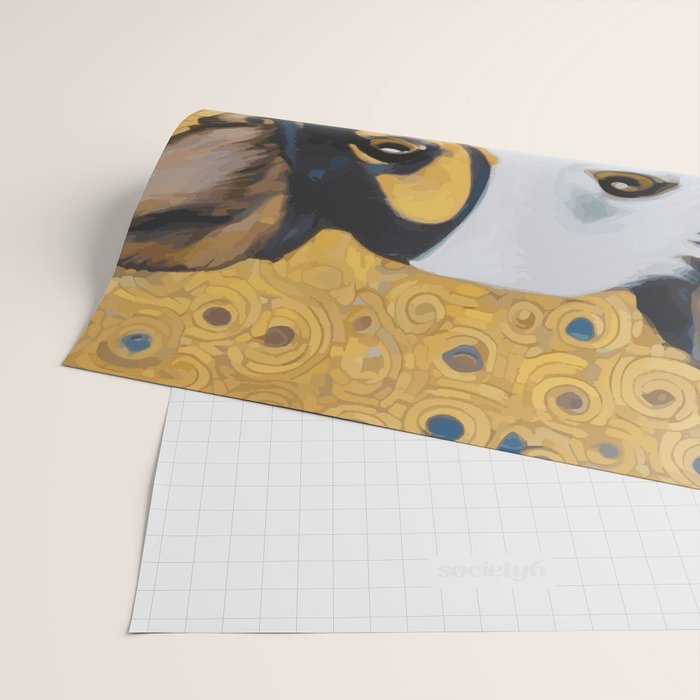 Gustav Klimt Style Dog Dressed in Blue White and Gold Wrapping Paper Gallery Image 2