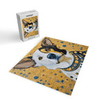 Gustav Klimt Style Dog Dressed in Blue White and Gold Jigsaw Puzzle Gallery Image 2