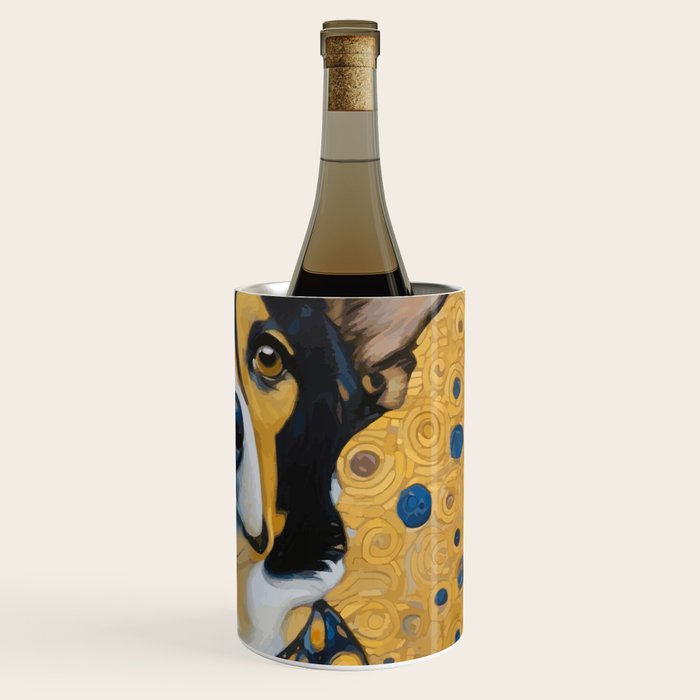 Gustav Klimt Style Dog Dressed in Blue White and Gold Wine Chiller Gallery Image 3